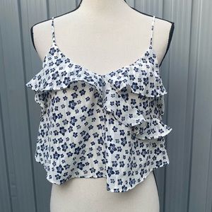 Topshop white floral off the shoulder crop top